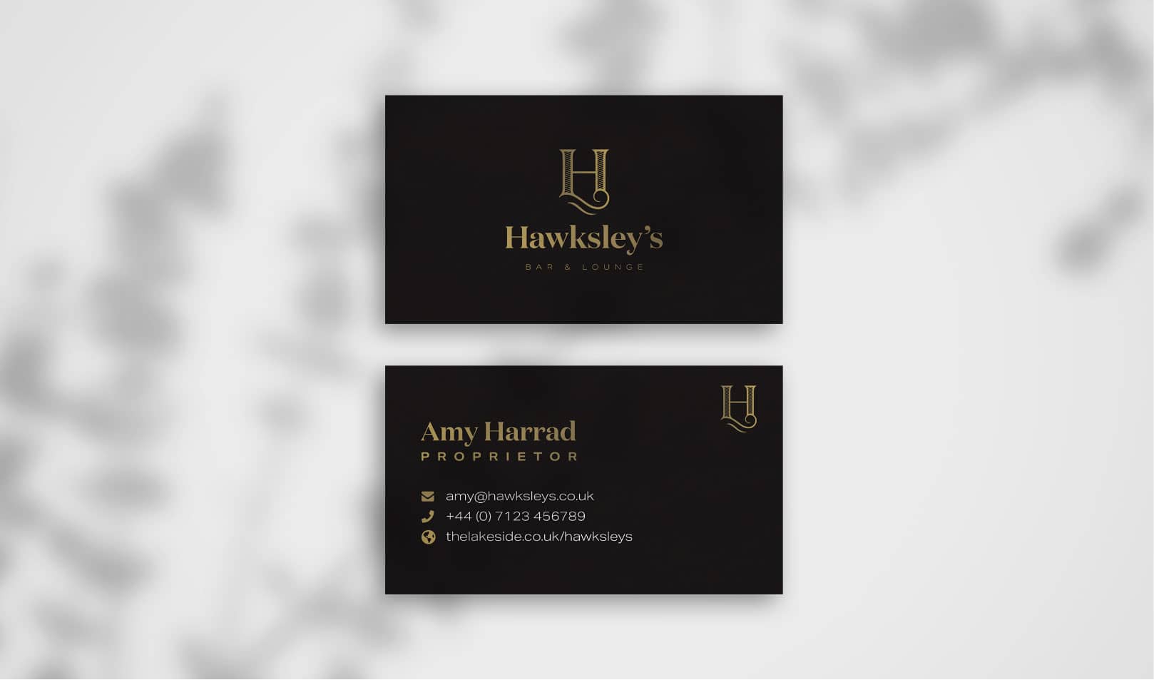 Hawksley's design case study business card mockups